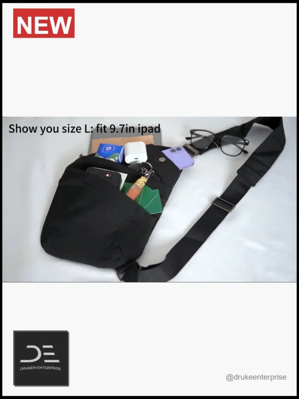Crossbody Sling Bag, Water-Resistant Anti Theft Chest Pack, Minimalist Commuter